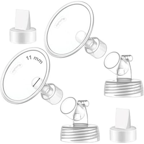 2X 11 mm Maymom Two-Piece Wide Neck Pump Parts Compatible with Spectra S1,Spectra S2 Pumps and 2 Valves; Incl Wide Mouth Flanges; Not Original Spectra Flange; (11mm Flange with Valve)