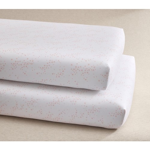 Scattered Hearts Organic Cotton Crib Fitted Sheet