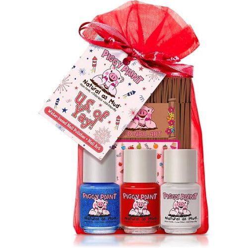 PIGGY PAINT 100% Non-toxic Girls Nail Polish - Safe, Chemical Free Low Odor for Kids, U.S. of YAY!