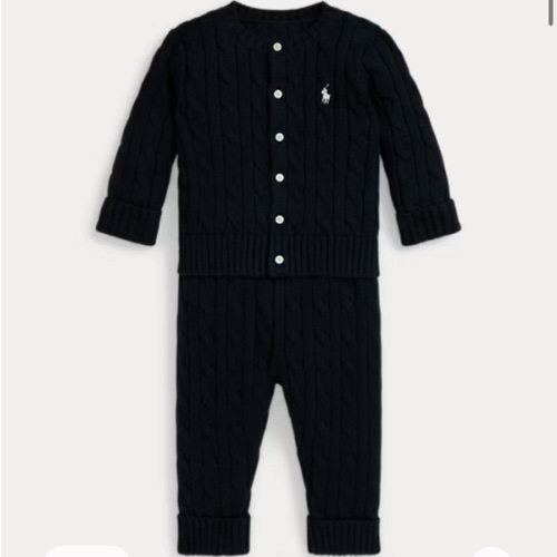 Cable-Knit Cotton Cardigan & Pant Set
