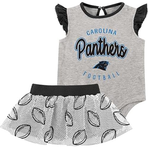 NFL New Born Infant 0/3M-6/9M Officially Licensed All Dolled Up 2 Piece Creeper Bodysuit and Skirt Set