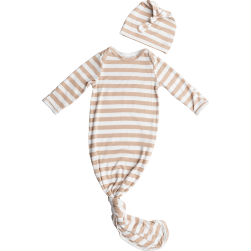 Knotted Baby Gown and Hat, 0-3M