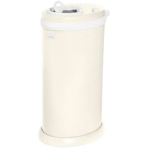 Ubbi Stainless Steel Diaper Pail, No Special Bag, Odor-Locking, Matte Ivory