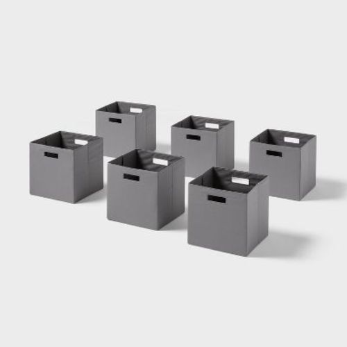 13" 6pk Fabric Bin Gray - Brightroom™: 13 Inch Storage Cube, Decorative Storage
