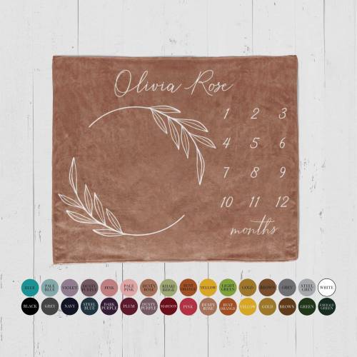 Personalized Baby Girl Milestone Blanket: Boho Neutral Month Tracker, Custom Photo Prop with Name
