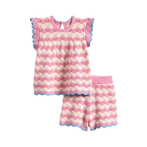 Cotton Pointelle Top & Shorts Set