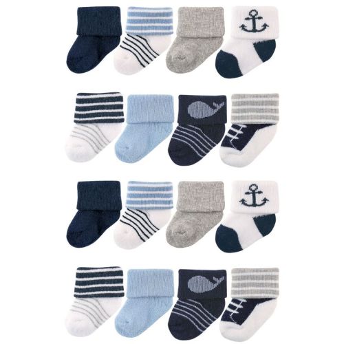 Luvable Friends Baby Cotton Rich Terry Socks 16-Pack, Whale, 0-6 Months