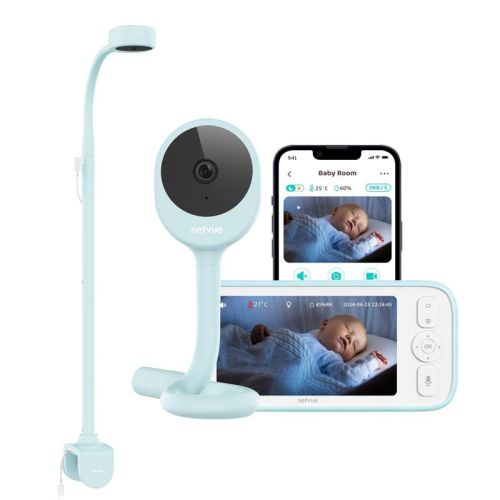 Netvue Peekababy Baby Monitor with Camera & Audio – 5" 1080P HD Video Monitor, Blue