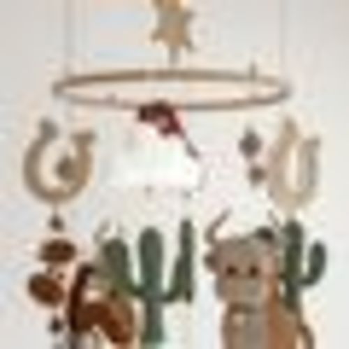 Wild West Felt Mobile - kids decor - nursery decor - baby - cowboy - cactus - horse - sheriff - horseshoe