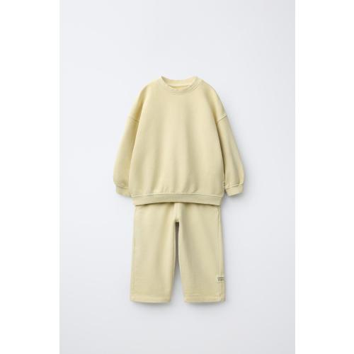 SWEATSHIRT AND WIDE LEG PANTS SET WITH LABEL - Yellow | ZARA United States