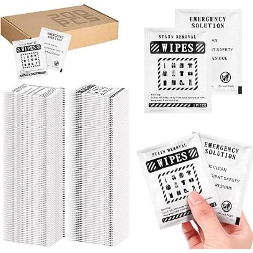 Timgle 200 Pcs Instant Stain Remover Wipes, Individually Wrapped,Black