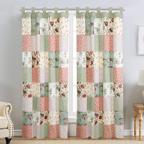 Canora Grey Holenice Cotton Blend Patchwork Semi-Sheer Rod Pocket Curtain Panels & Reviews | Wayfair