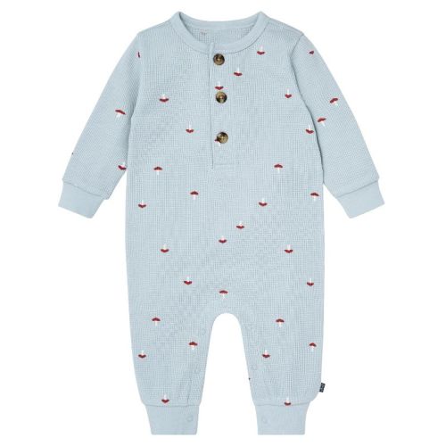 Modern Moments by Gerber Baby Boys' Long Leg Slouch Romper, Blue Mushroom, 0-3 Months