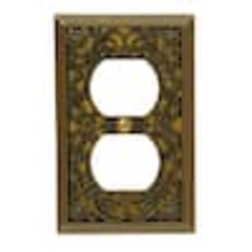 AMERELLE Filigree 1 Gang Duplex Metal Wall Plate - Antique Brass 65DAB