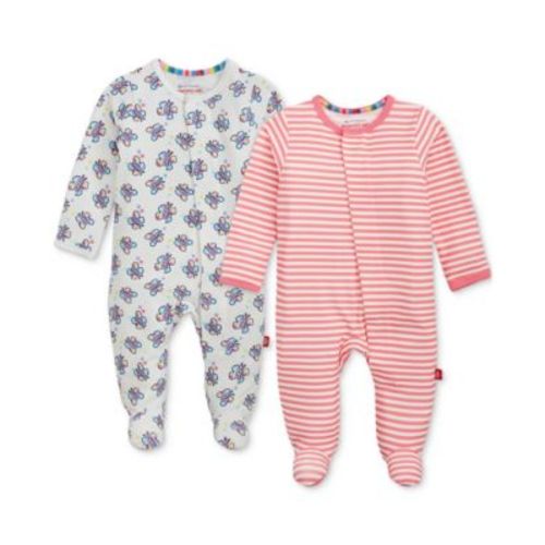 Baby Girls' Long-Sleeve Striped-Print Coverall, 2- Pack