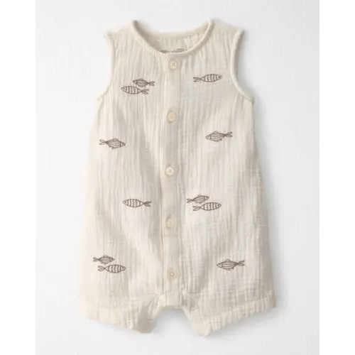 Baby Organic Cotton Gauze Embroidered Romper - Little Planet | Carter's