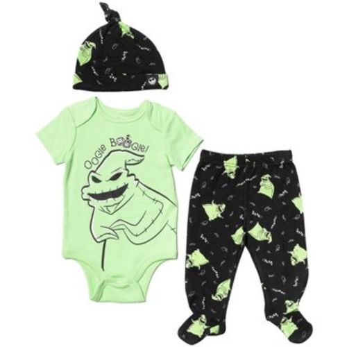 Disney Nightmare Before Christmas Baby Boy or Girl Halloween Foil Graphic Creeper Footie Pants and Cap Outfit Oogie Boogie Green 0-3 Months