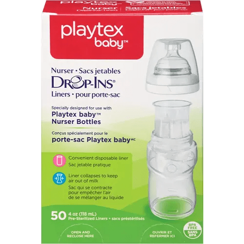 Playtex Baby Nurser Bottles Drop-Ins Recyclable Disposable Liners, Pre-Sterilized, 4 Oz, 50 Count
