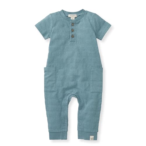 Burt's Bees Baby Boys' 100% Organic Cotton One-Piece Short Sleeve Jumpsuit