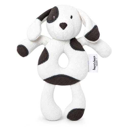 Burt's Bees Baby Unisex Infant Rattle Toy, Nursery Sensory Animal Plush Made with 100% Organic Cotton Shell and Polyester Fill, Sweet Bear, Bunny, or Dog Stuffed Animals for Babies