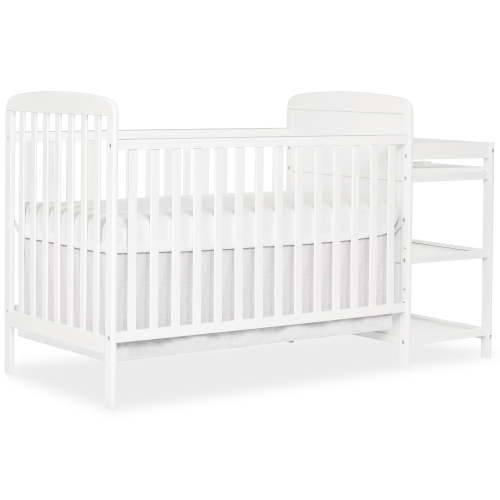 Dream On Me Anna 3-in-1 Convertible Crib with Changing Table White, Changing Pad Included, Converts from Baby Crib to Toddler Bed, Day Bed and Kids Sofa, Three Adjustable Mattress Height Positions