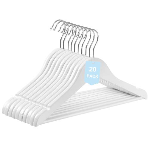 Wooden Childrens Hangers Kids Hangers 20 Pack, Wood Baby Hangers Nursery Hangers, 360° Swivel Hook Non Slip Coat Hanger for Coats, White