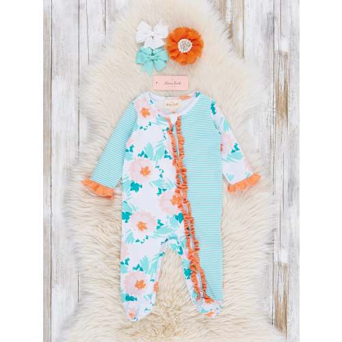 Pretty Petals Ruffle Footed Sleeper Pajamas