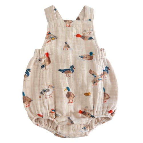 3-6mos Ducks / Muslin Retro Sunsuit – Woven Grace | Natural Fiber Clothing Boutique