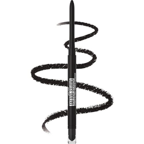 Maybelline Tattoo Studio Automatic Gel Pencil Waterproof Eyeliner, Blendable, Smudge Resistant, Matte Eyeliner For Up To 36HR Wear, Pitch Black (Smokey Black), Packaging May Vary