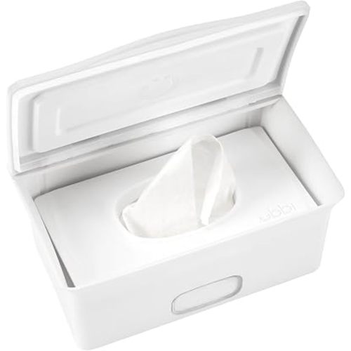 Ubbi Baby Wipes Dispenser with Weighted Plate, White
