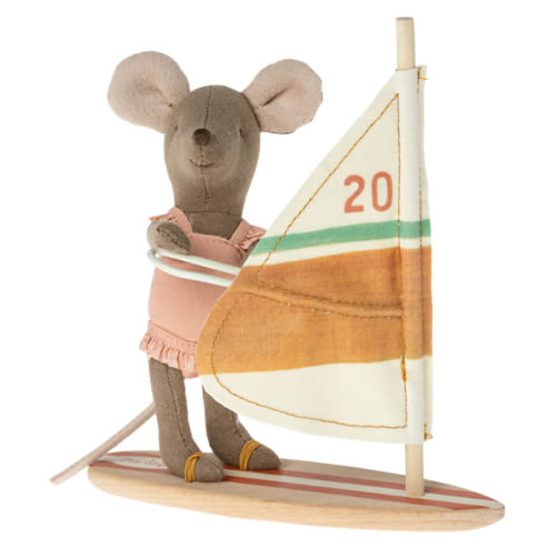 Surfing Sister Mouse with Board - Maileg - Maileg USA