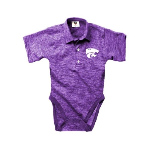 Wes and Willy Baby PURPLE K-State Wildcats Cloudy Yarn Short Sleeve One Piece Polo - 42150377