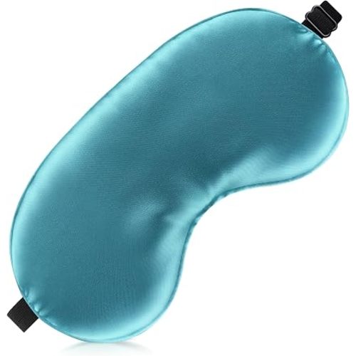 Sleep Mask Silk Eye Mask for Men Sleeping Mask, Adjustable Elastic Strap for Night Shading Sleep Mask, Soft and Comfortable for Both Men and Women (Light Blue)