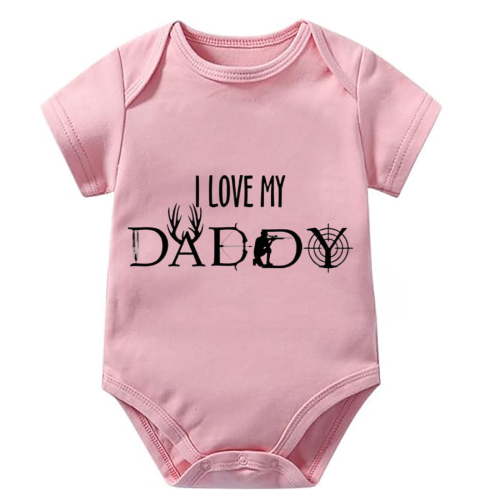 I Love My Dad Cute Newborn Girl Outfits Short Sleeve Baby Girl Take Home Outfit White Plain Onsies3-6 Months