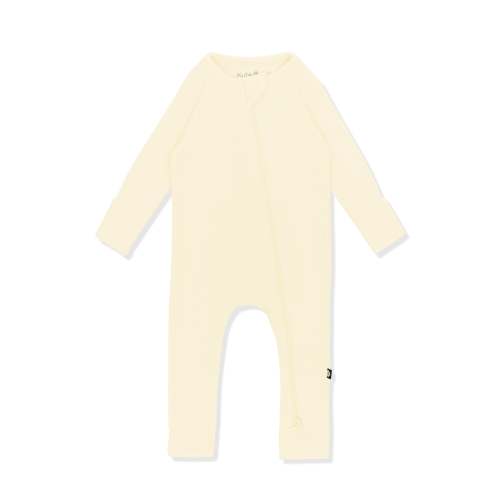 Ribbed Zipper Romper in Chamomile