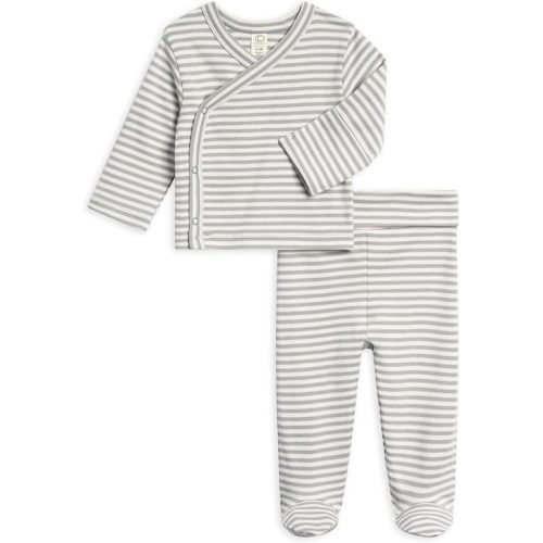 Colored Organics - Kimono Wrap Top and Footed Pant Set - Organic Cotton Infant Layette Clothing Set