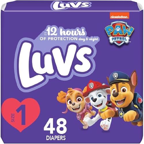 Luvs Size 1 Baby Diapers, Platinum Protection Bluey Diapers for Day & Night, Size 1, 48 Count (Packaging May Vary)