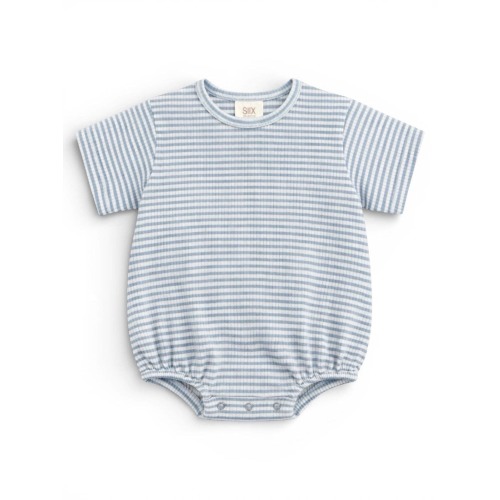 Dusty Blue Stripe Bubble | 0-3M