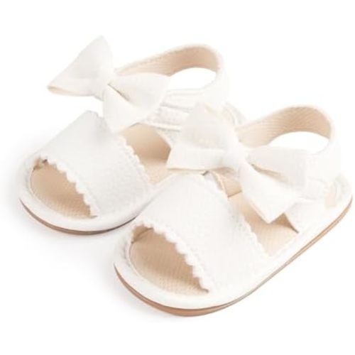 Oamico Baby Girl Sandals Infant Soft Anti-Slip Rubber Sole Casual Beach Sandals Newborn Bowknot Outdoor First Walker Summer Shoes for Baby Girls Flat Sandal