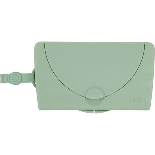 Ubbi On-The-Go Baby Wipes Dispenser, Portable Wipes Container for Travel, Diaper Bag Accessory Must Have for Newborns, Reusable Wipes Holder, Sage Green