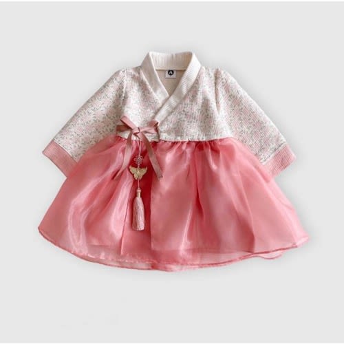 Baby Girl's Pink Cotton Hanbok: Korean Dohl Baekil Dress