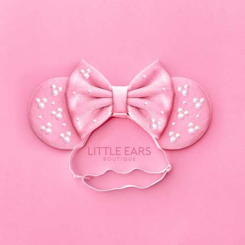 Pink Pearls Elastic Mickey Ears