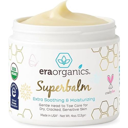 Era Organics Healing Ointment for Babies - USDA Certified Organic Natural Moisturizer Gentle on Sensitive Skin Prone To Baby Eczema, Cradle Cap (Infant Seborrheic Dermatitis), Rashes, Hives - 4oz