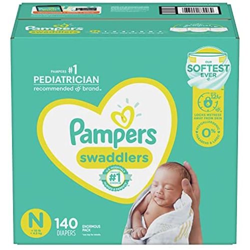 Diapers Newborn/Size 0 (< 10 lb), 140 Count - Pampers Swaddlers Disposable Baby Diapers, Enormous Pack (Packaging May Vary)