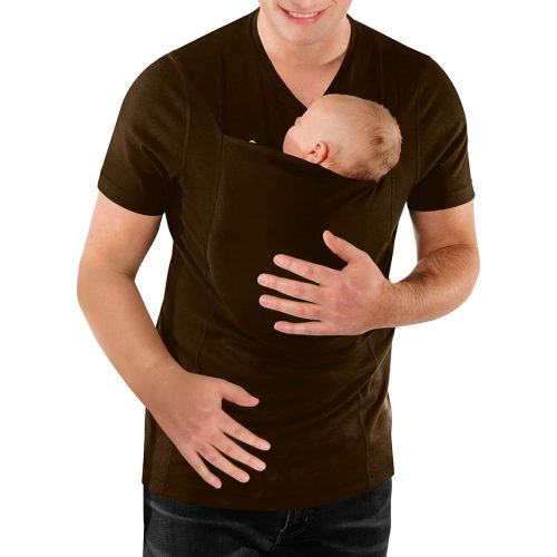 Mens Dad Shirts Baby Carrier Shirt Short Sleeve Skin to Skin New Dad Gifts T-Shirt with Pocket