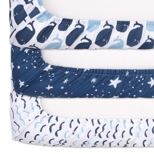 The Peanutshell Blue Nautical Changing Pad Covers 3-Pack