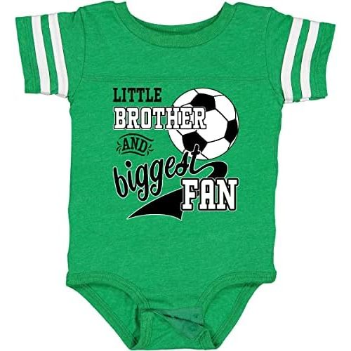 inktastic Little Brother and Biggest Fan- Soccer Player Baby Bodysuit