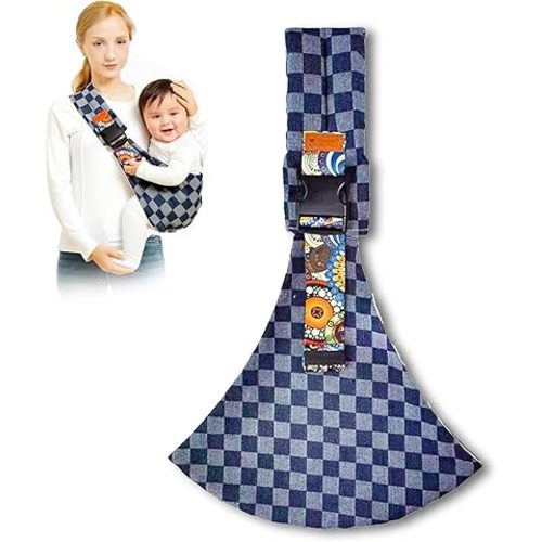 Baby Sling Carrier Newborn to Toddler Adjustable One-Shoulder Design with Hip Seat Support, Labor-Saving Baby Wraps Carrier 10-30 lbs(Square)