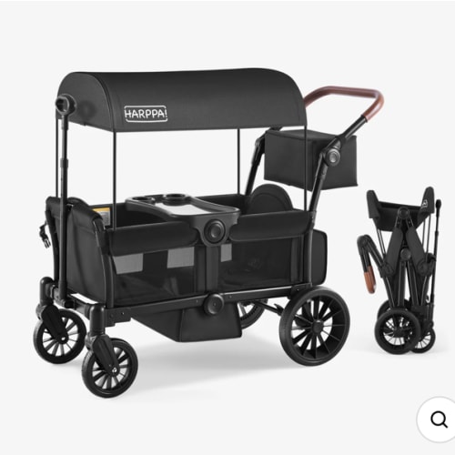 HARPPA Rori | All-Terrain Wagon Stroller for 2 with Canopy – Foldable 2-Seat Wagon for Beach, Park & Camping Adventures
