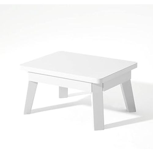 HOUCHICS White Step Stool,One Step Stool for Adult Kids,Wood Bedside Step Stools for Kitchen,Bathroom,Bedroom(White)